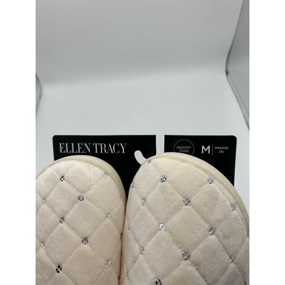 Ellen Tracy Ivory Cream Color Memory Foam Slippers Size Medium 8 NWT - Picture 3 of 5